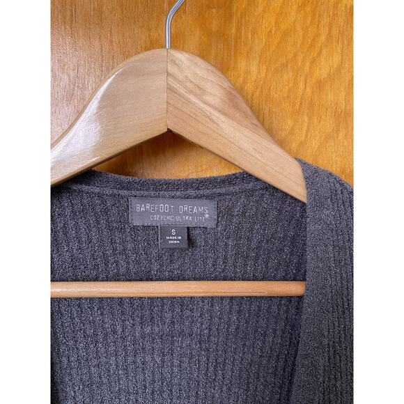 Barefoot Dreams Gray Duster Cardigan Maxi Pockets Slits CozyChic Lite Open Sz S - Picture 3 of 7